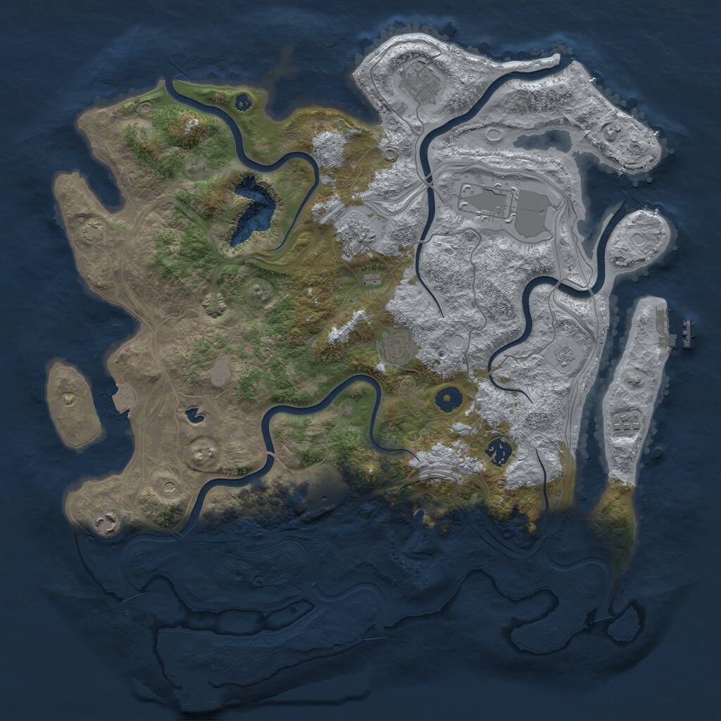 Rust Map: Procedural Map, Size: 4250, Seed: 438909721, 14 Monuments
