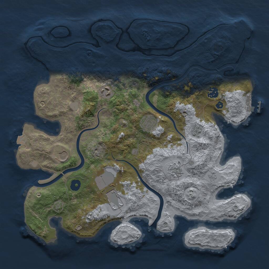 Rust Map: Procedural Map, Size: 3700, Seed: 437611968, 13 Monuments