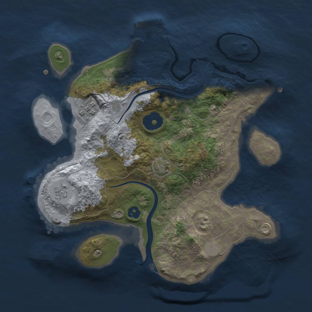 Rust Map: Procedural Map, Size: 2500, Seed: 646131384, 5 Monuments