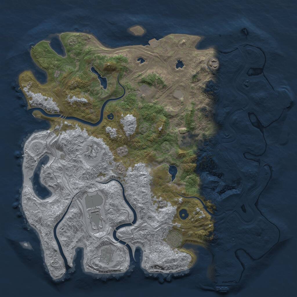 Rust Map: Procedural Map, Size: 4500, Seed: 1123559254, 14 Monuments