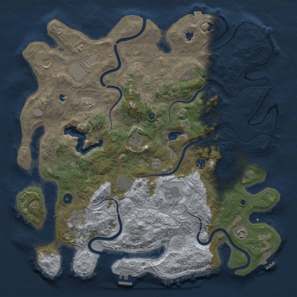 Rust Map: Procedural Map, Size: 4500, Seed: 410677151, 16 Monuments