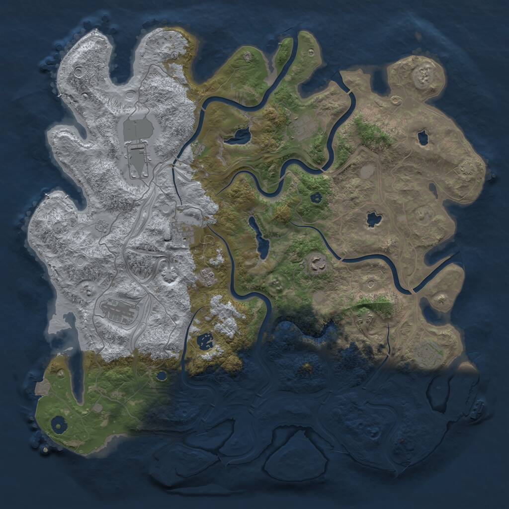 Rust Map: Procedural Map, Size: 4500, Seed: 653245899, 14 Monuments