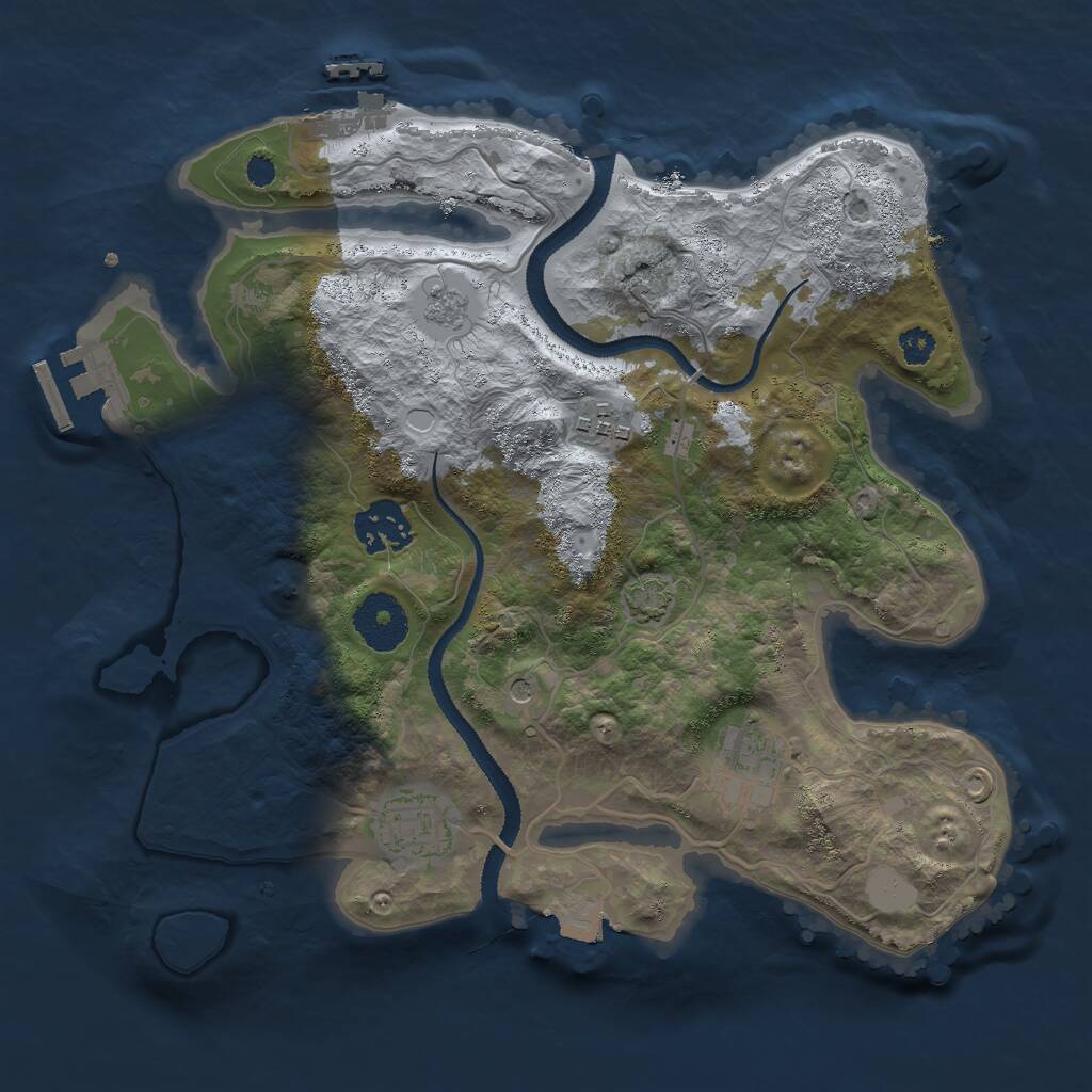 Rust Map: Procedural Map, Size: 3000, Seed: 408679680, 10 Monuments