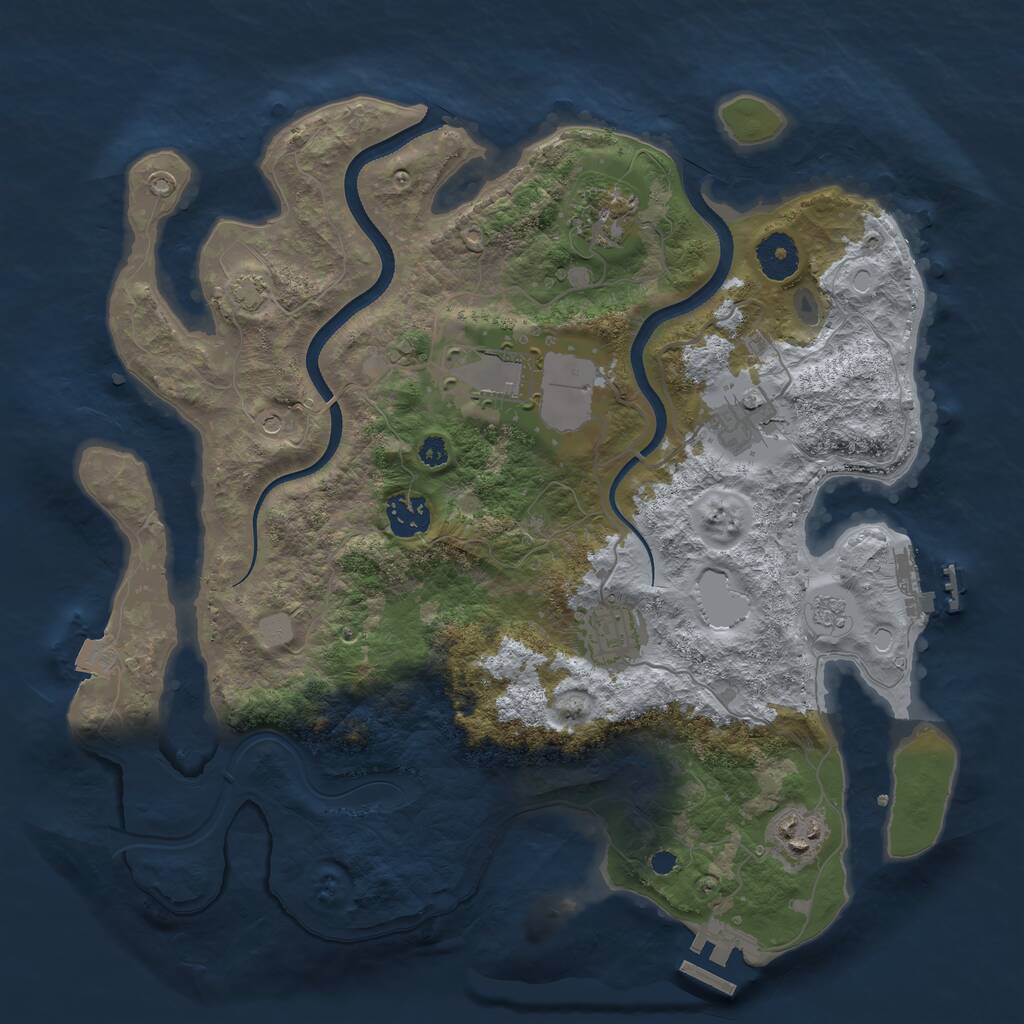 Rust Map: Procedural Map, Size: 3500, Seed: 1515056586, 12 Monuments