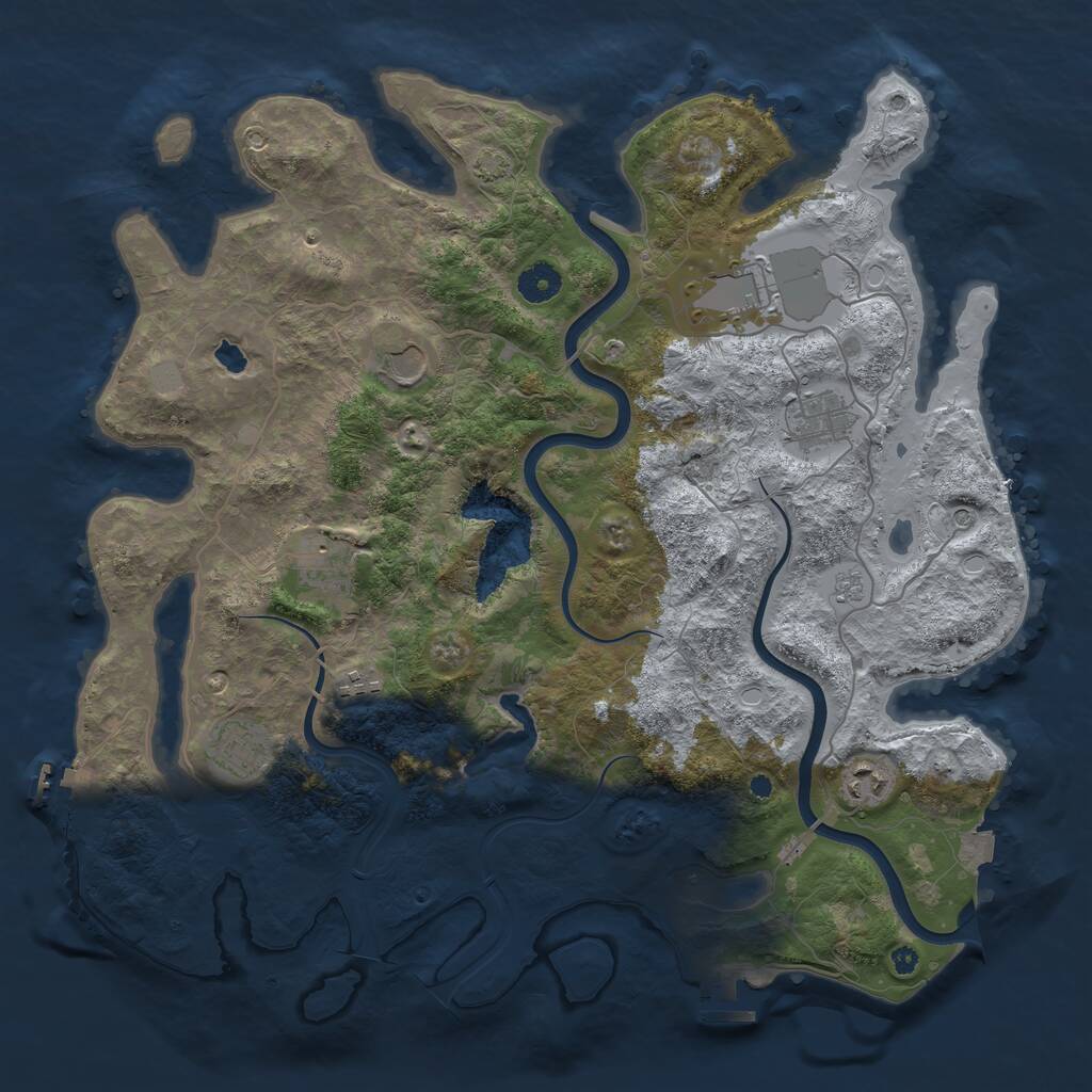 Rust Map: Procedural Map, Size: 4000, Seed: 592622, 13 Monuments