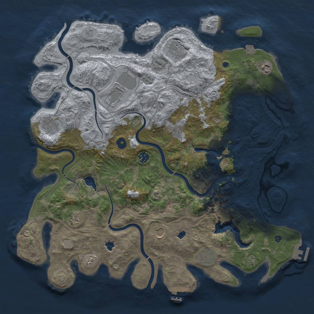 Rust Map: Procedural Map, Size: 4500, Seed: 430780681, 16 Monuments