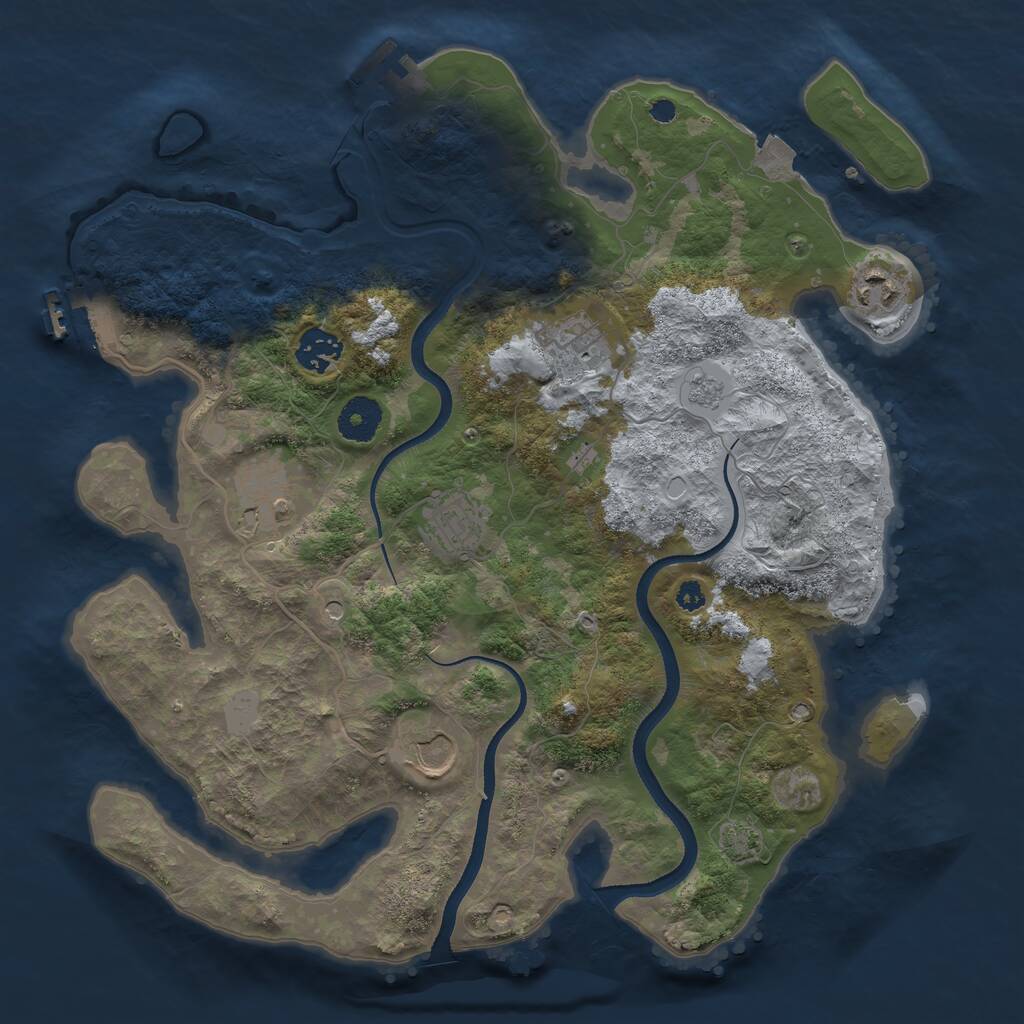 Rust Map: Procedural Map, Size: 3500, Seed: 258517723, 12 Monuments