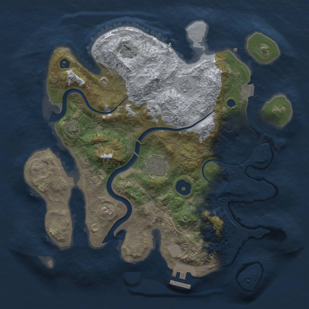 Rust Map: Procedural Map, Size: 3000, Seed: 1544186515, 6 Monuments