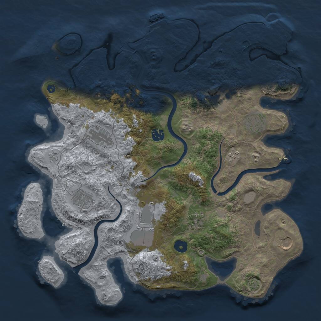 Rust Map: Procedural Map, Size: 3700, Seed: 2102850881, 15 Monuments