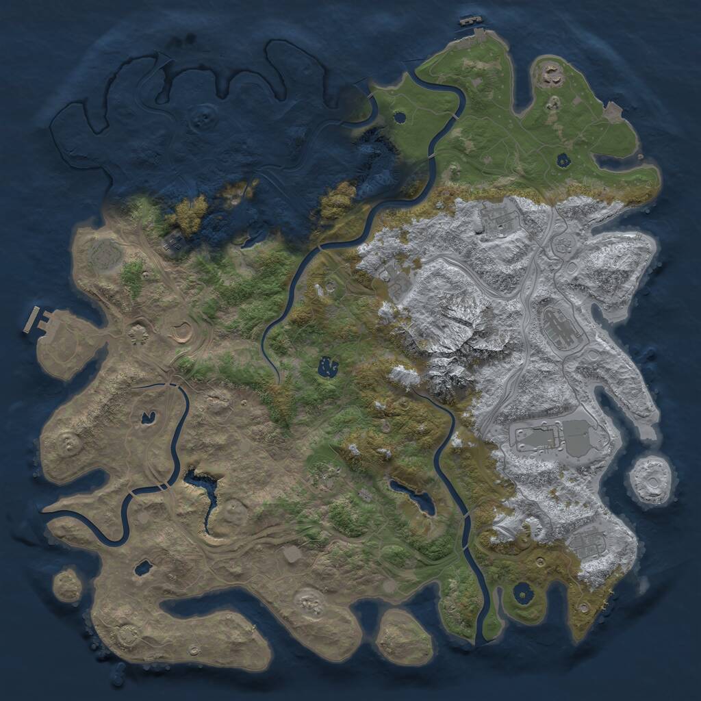 Rust Map: Procedural Map, Size: 5000, Seed: 44732894, 17 Monuments
