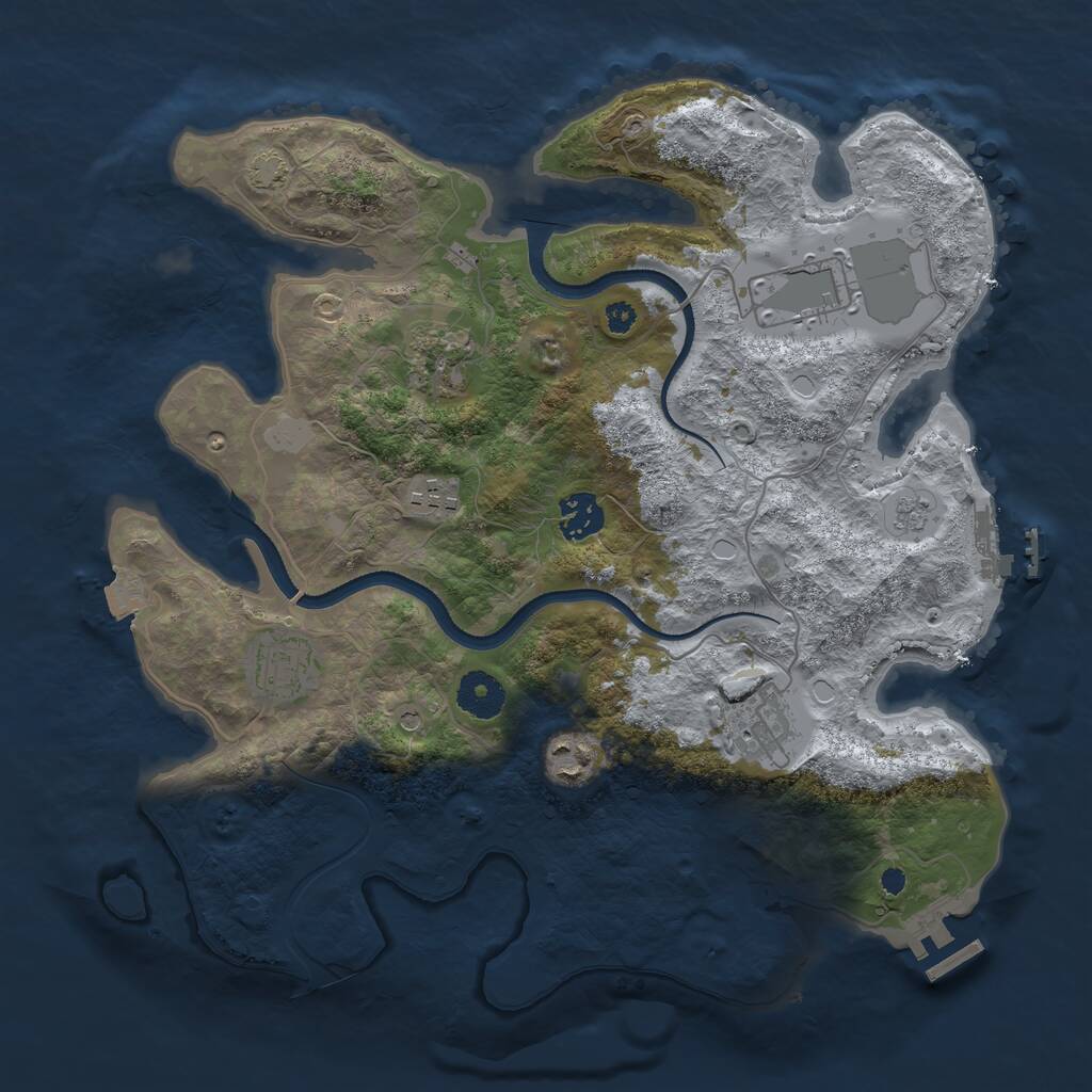Rust Map: Procedural Map, Size: 3500, Seed: 214586667, 13 Monuments