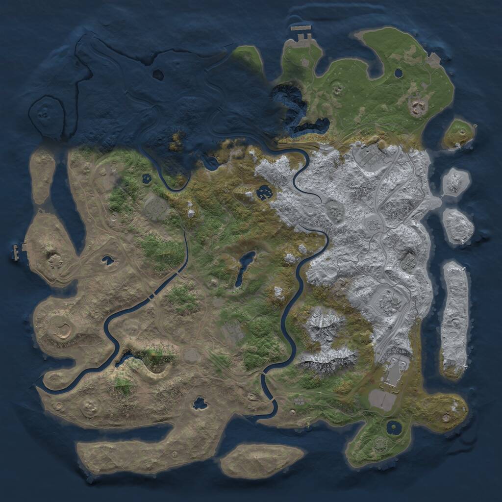Rust Map: Procedural Map, Size: 5000, Seed: 9321232, 16 Monuments