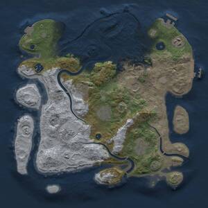 Thumbnail Rust Map: Procedural Map, Size: 3500, Seed: 15332951, 14 Monuments