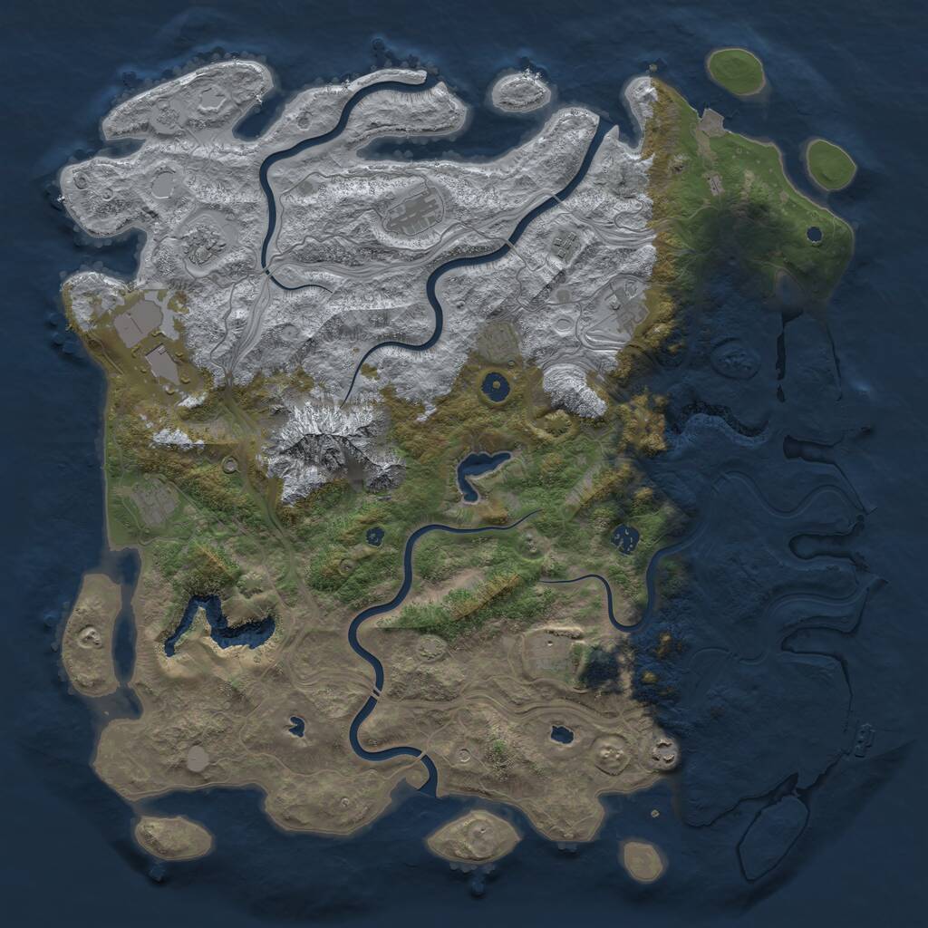 Rust Map: Procedural Map, Size: 5000, Seed: 637490308, 16 Monuments