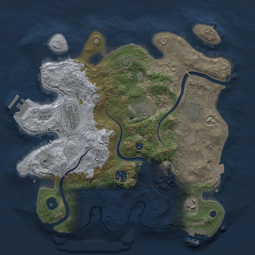 Rust Map: Procedural Map, Size: 3250, Seed: 2098886925, 12 Monuments