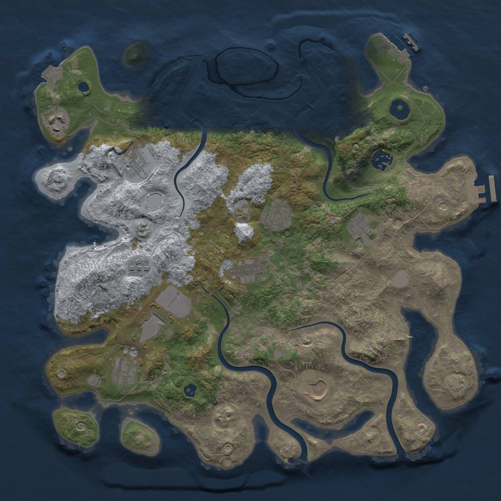 Rust Map: Procedural Map, Size: 3800, Seed: 146895007, 15 Monuments
