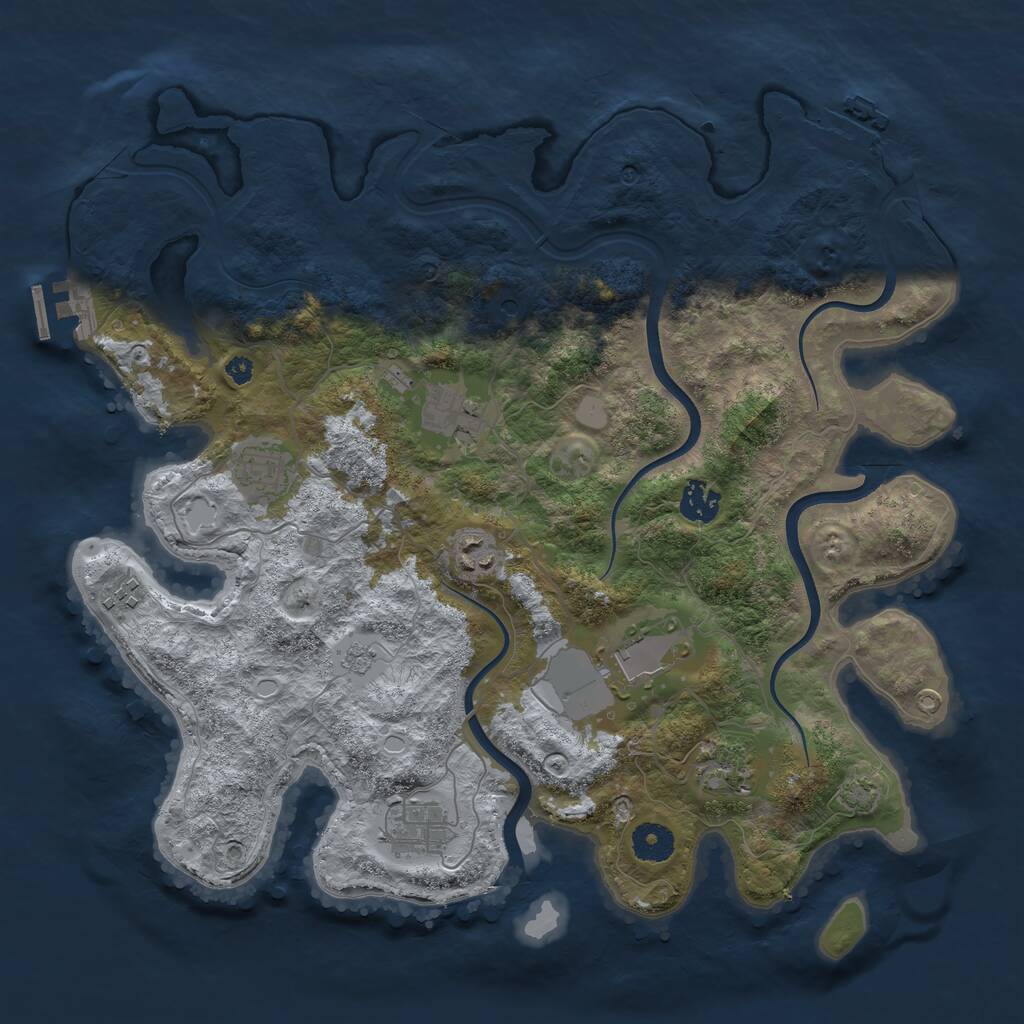 Rust Map: Procedural Map, Size: 3750, Seed: 488384098, 14 Monuments