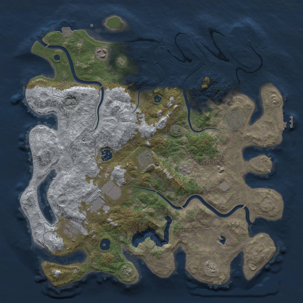 Rust Map: Procedural Map, Size: 4000, Seed: 252969215, 13 Monuments