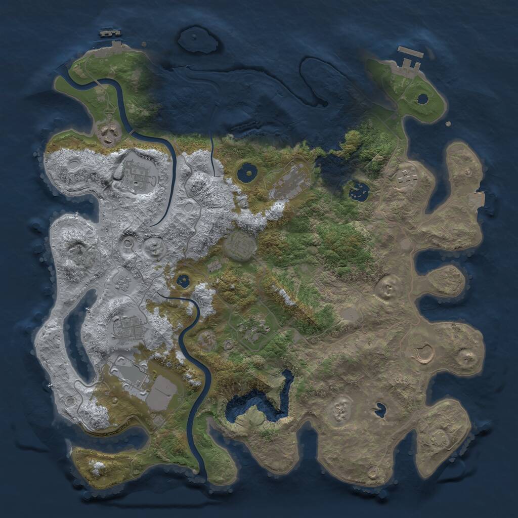 Rust Map: Procedural Map, Size: 4000, Seed: 252969215, 16 Monuments
