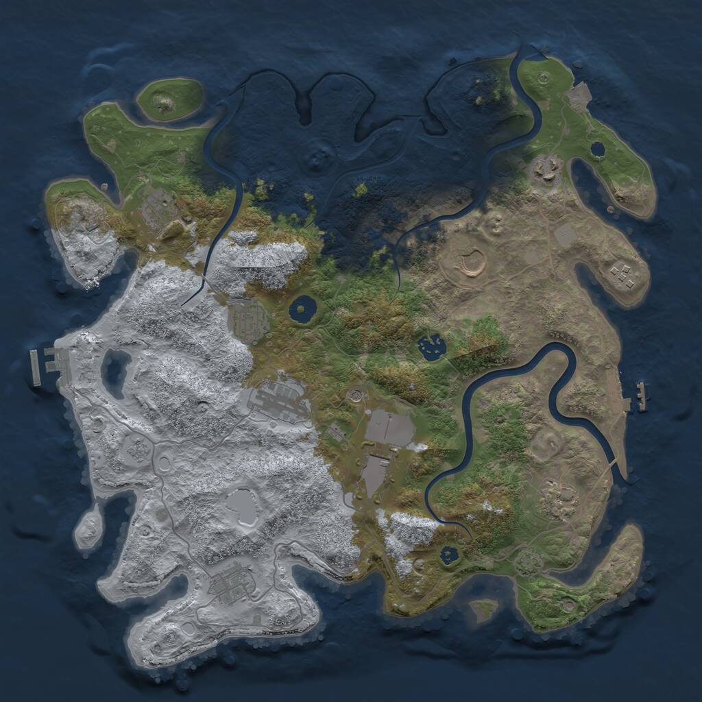 Rust Map: Procedural Map, Size: 3900, Seed: 239258255, 16 Monuments