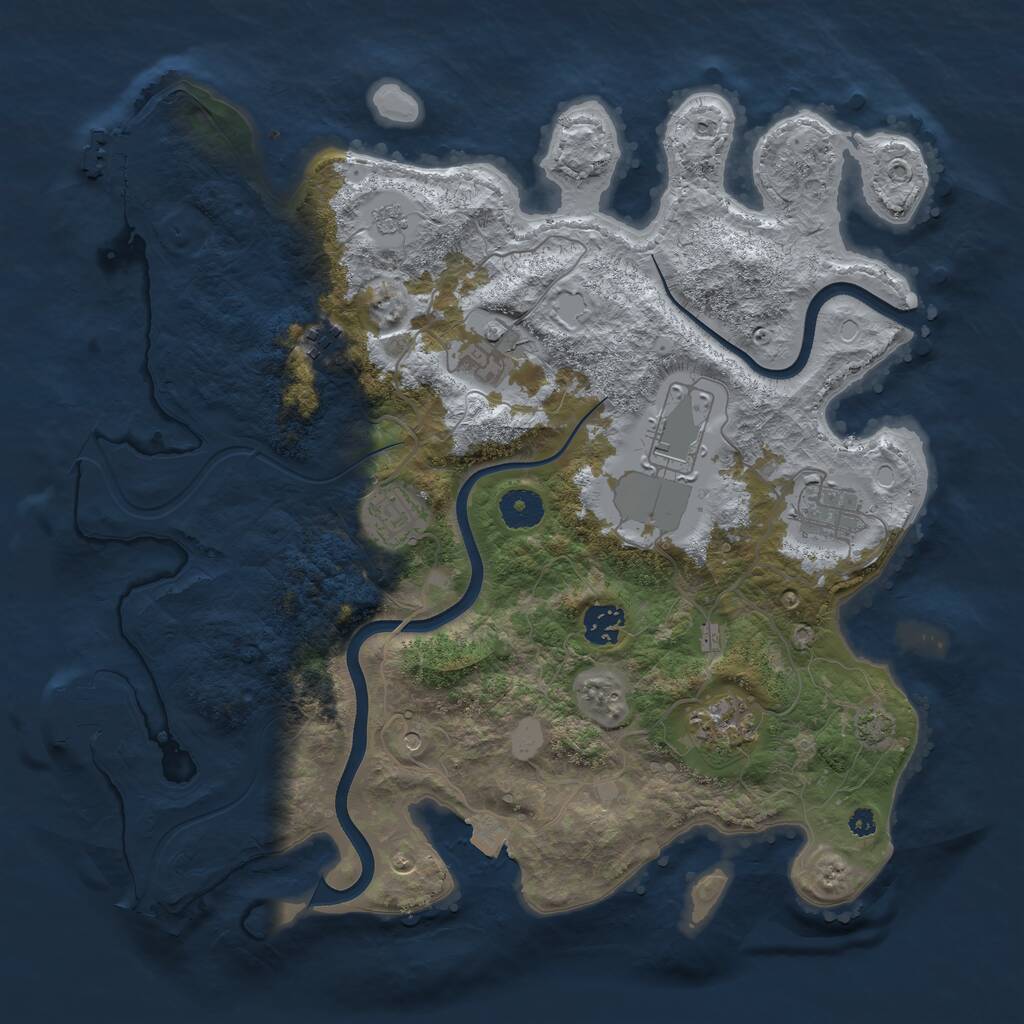 Rust Map: Procedural Map, Size: 3700, Seed: 671698027, 13 Monuments