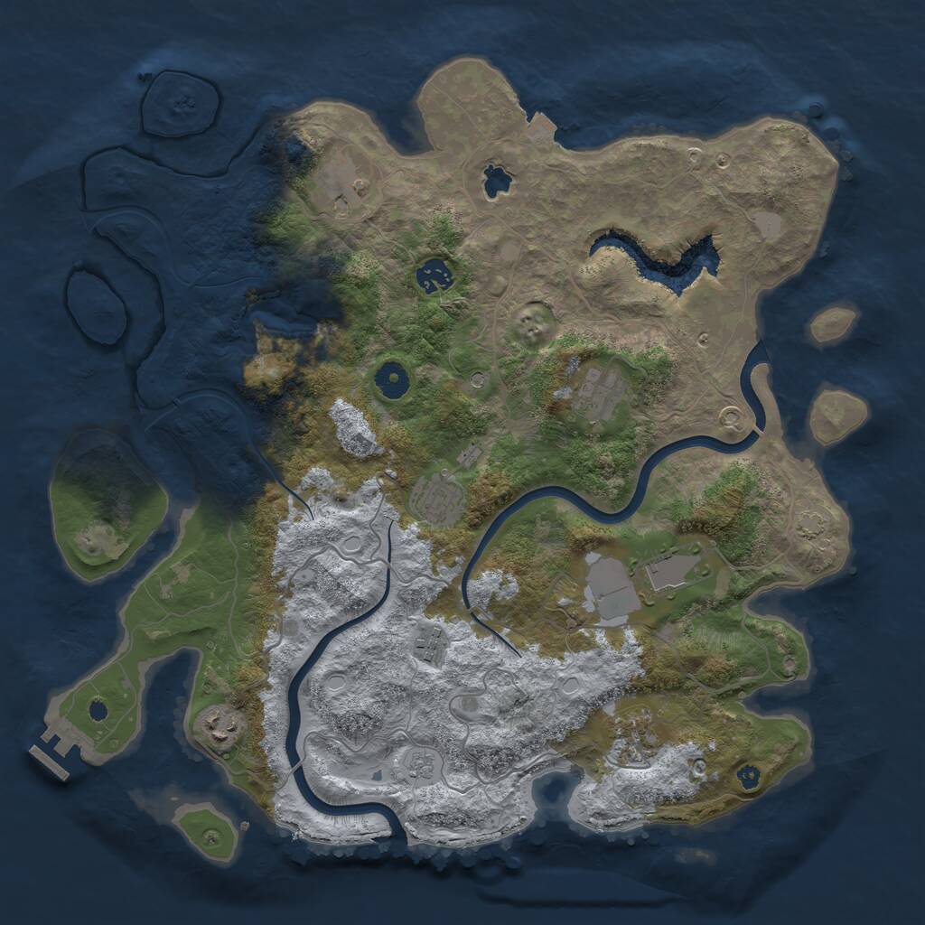 Rust Map: Procedural Map, Size: 4000, Seed: 1007233545, 13 Monuments