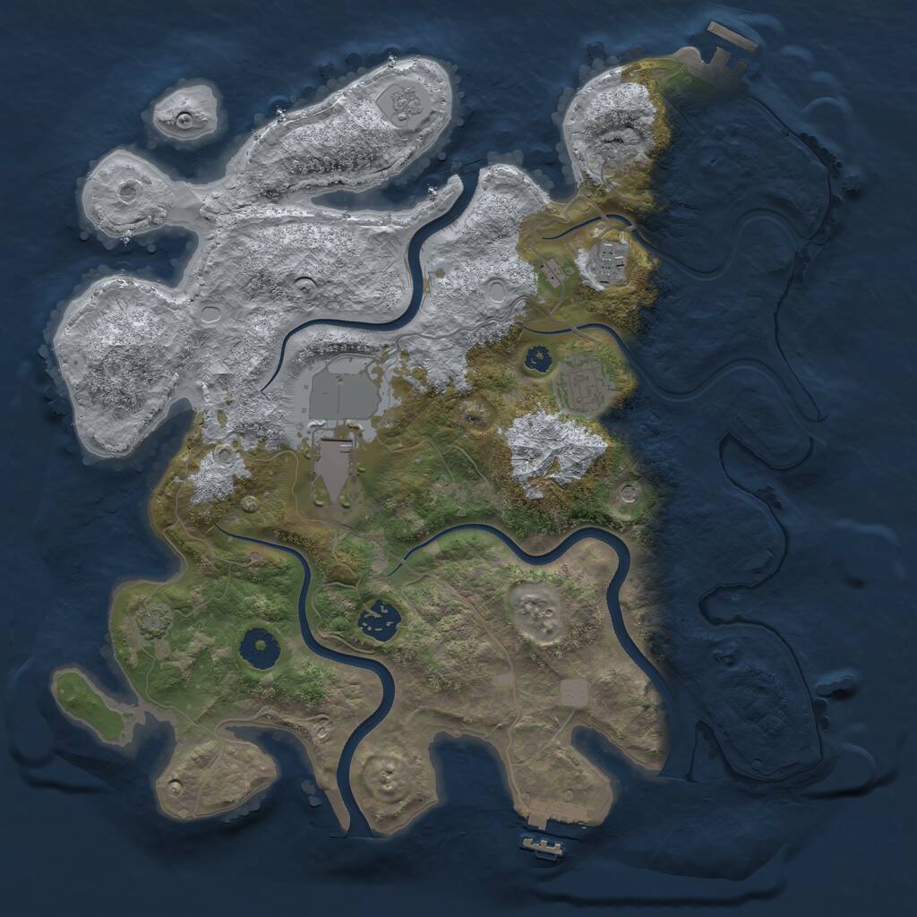Rust Map: Procedural Map, Size: 3500, Seed: 768419706, 10 Monuments