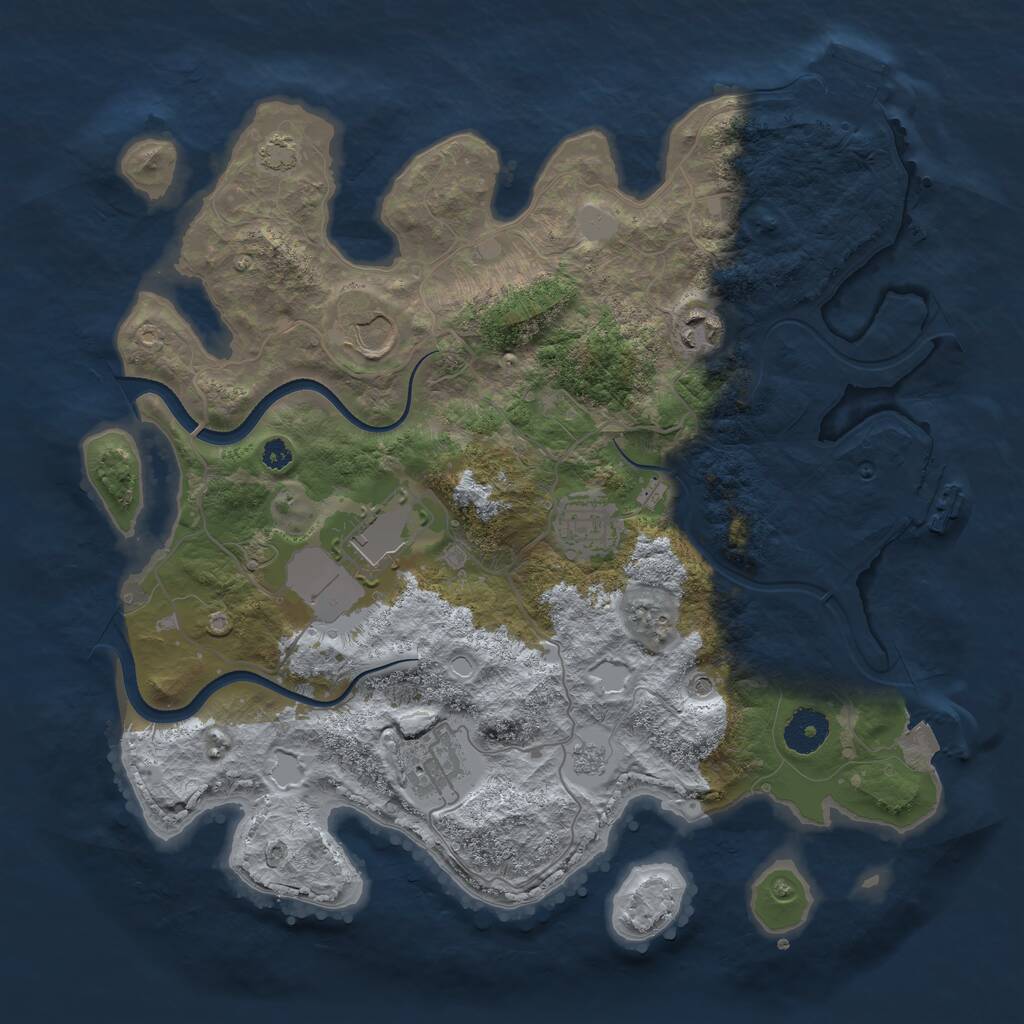 Rust Map: Procedural Map, Size: 3500, Seed: 908079375, 11 Monuments
