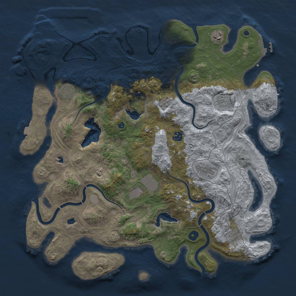 Rust Map: Procedural Map, Size: 4500, Seed: 119550560, 14 Monuments