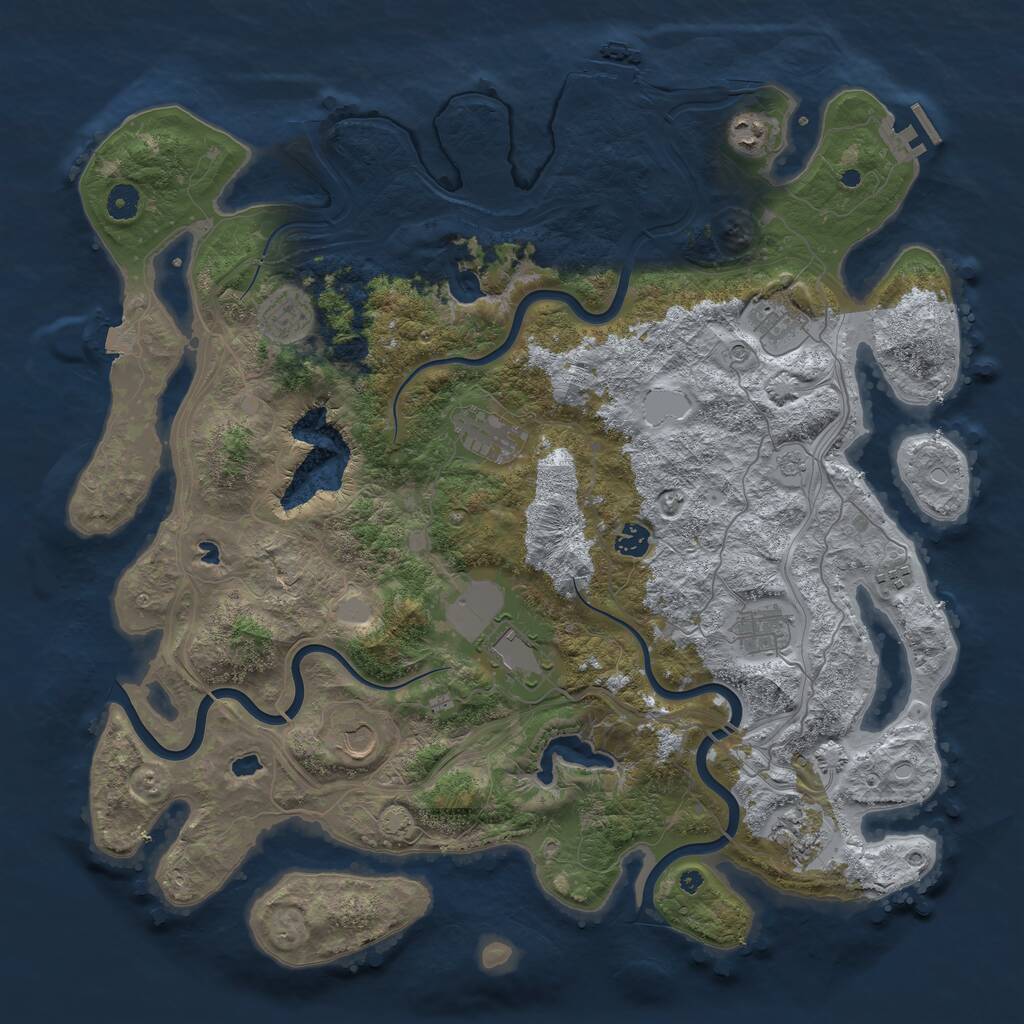 Rust Map: Procedural Map, Size: 4500, Seed: 119550560, 16 Monuments