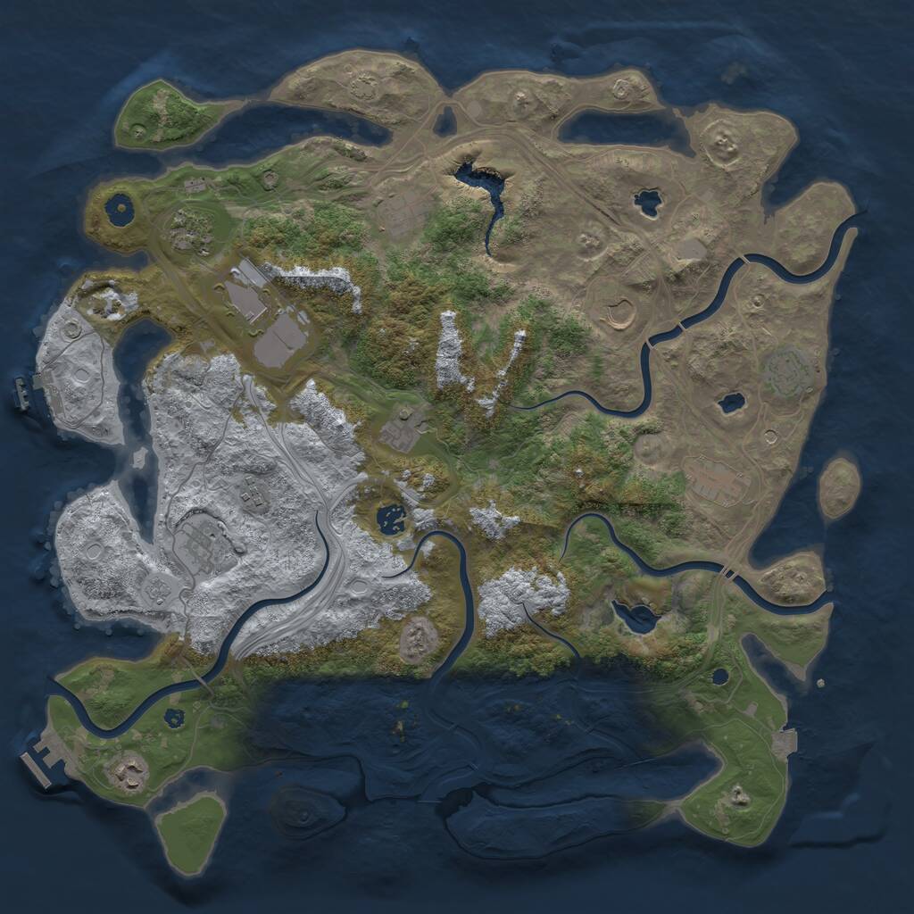 Rust Map: Procedural Map, Size: 4500, Seed: 740503026, 17 Monuments