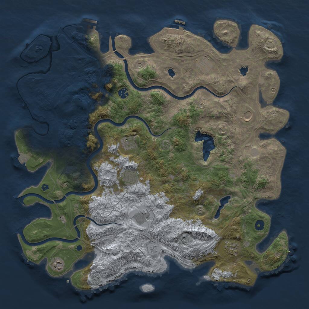 Rust Map: Procedural Map, Size: 4500, Seed: 104091166, 15 Monuments