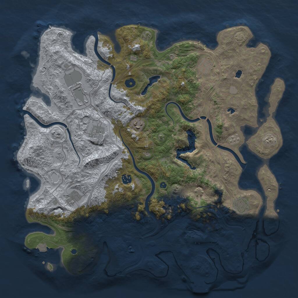 Rust Map: Procedural Map, Size: 4500, Seed: 1687606441, 13 Monuments