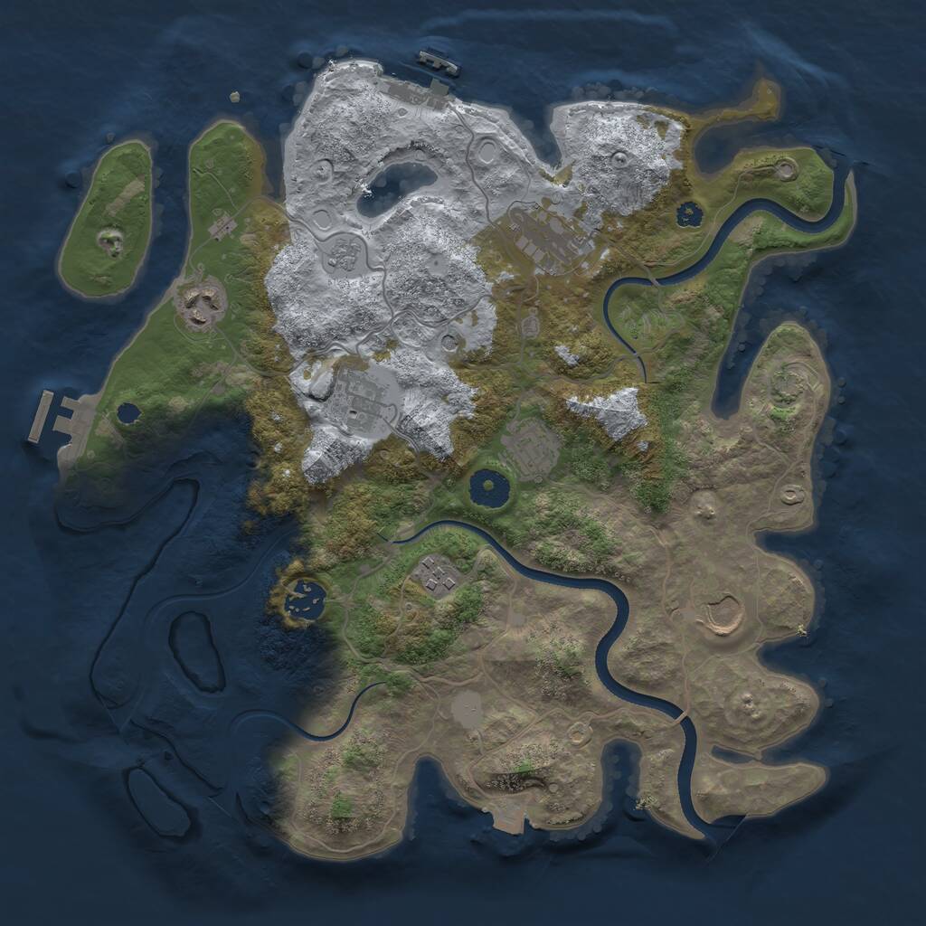Rust Map: Procedural Map, Size: 3500, Seed: 2068621609, 13 Monuments