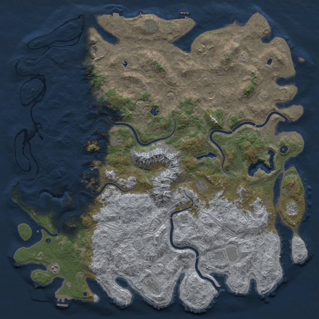 Rust Map: Procedural Map, Size: 6000, Seed: 7952175, 17 Monuments