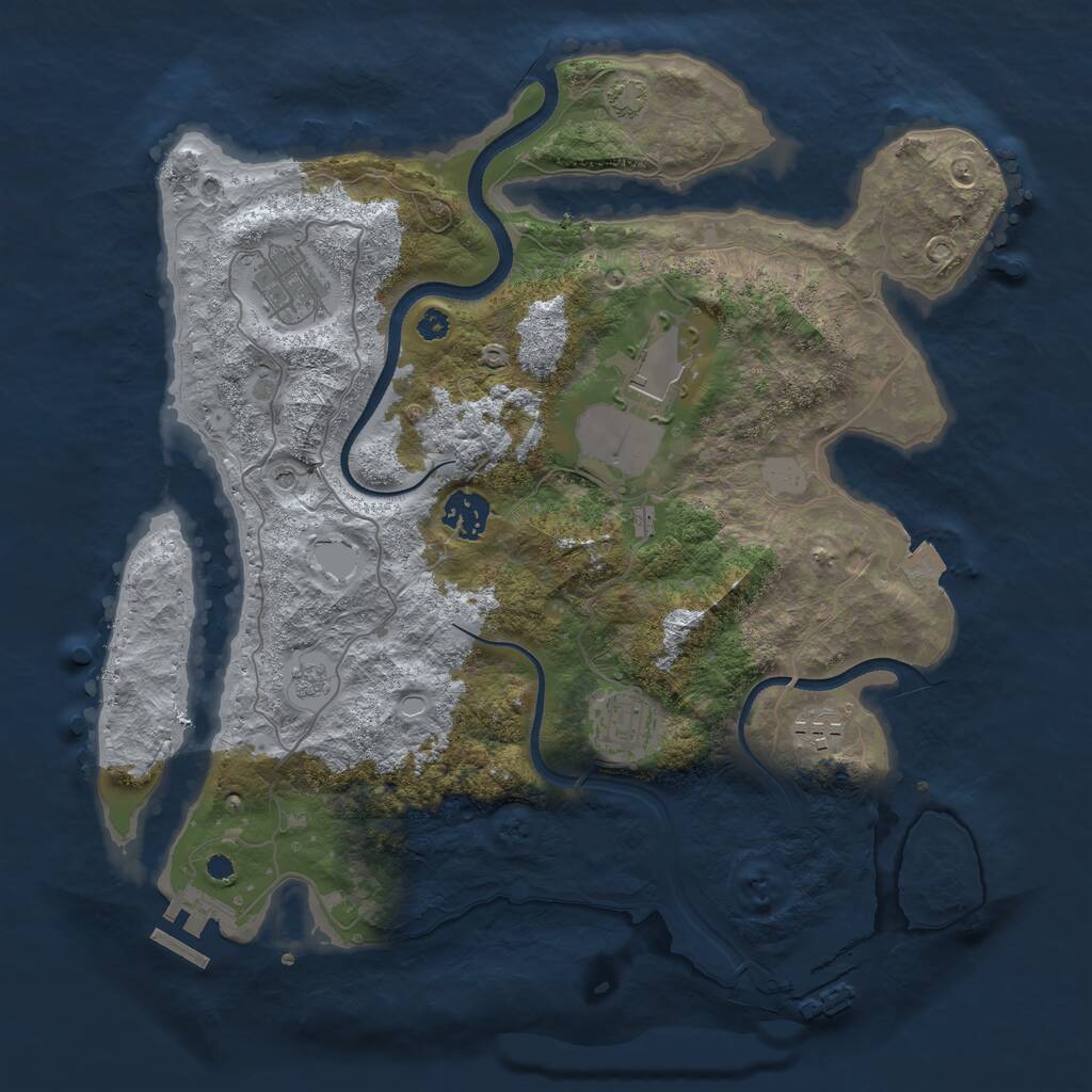 Rust Map: Procedural Map, Size: 3500, Seed: 695650435, 11 Monuments