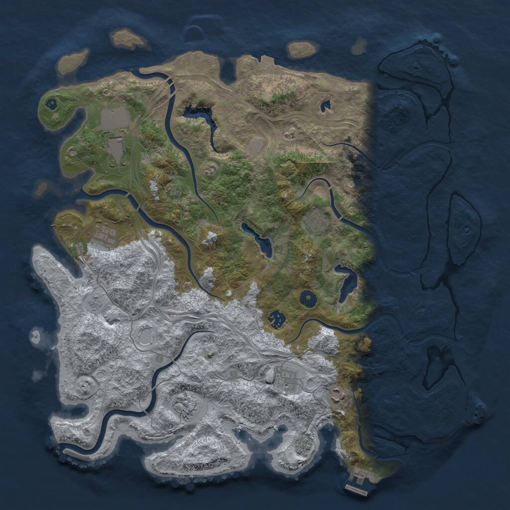 Rust Map: Procedural Map, Size: 4500, Seed: 1409122885, 14 Monuments