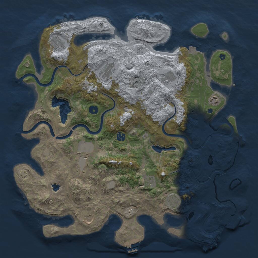 Rust Map: Procedural Map, Size: 4250, Seed: 1847761303, 16 Monuments