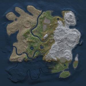 Thumbnail Rust Map: Procedural Map, Size: 3500, Seed: 1608847520, 13 Monuments