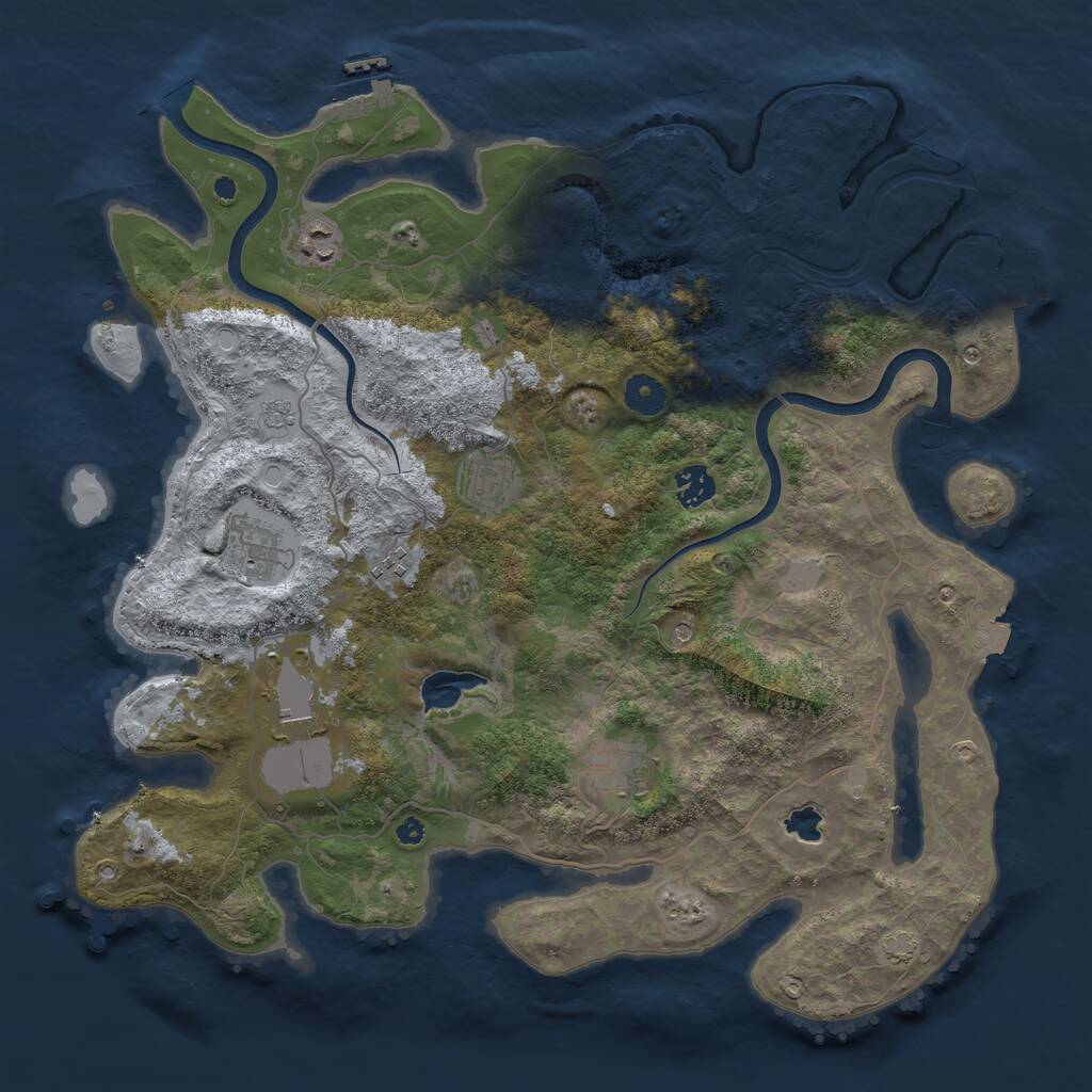 Rust Map: Procedural Map, Size: 4000, Seed: 1202358418, 13 Monuments