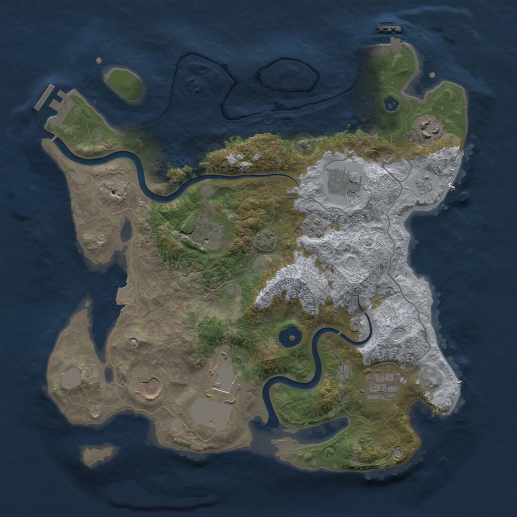 Rust Map: Procedural Map, Size: 3500, Seed: 404302709, 13 Monuments