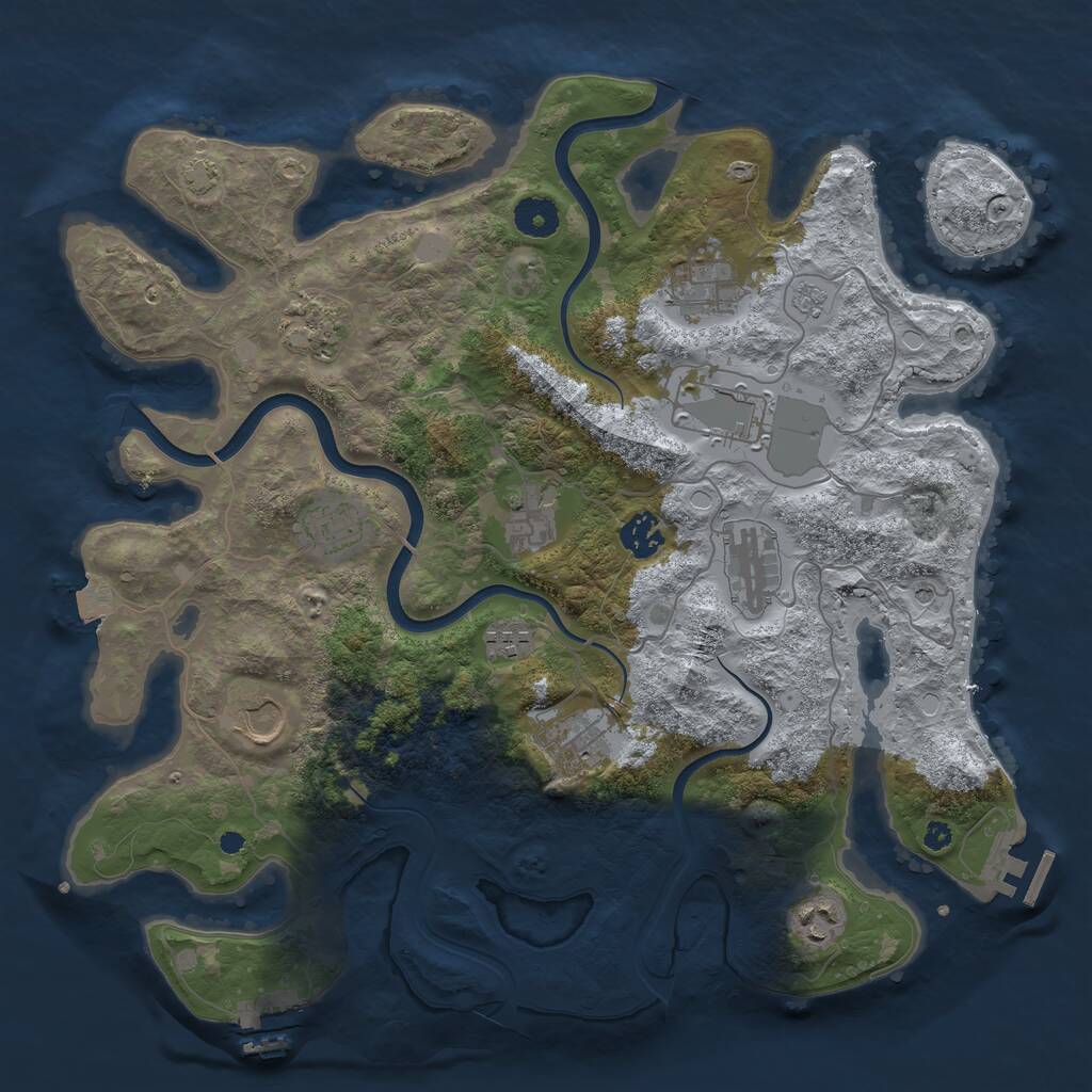 Rust Map: Procedural Map, Size: 3800, Seed: 1444242724, 17 Monuments