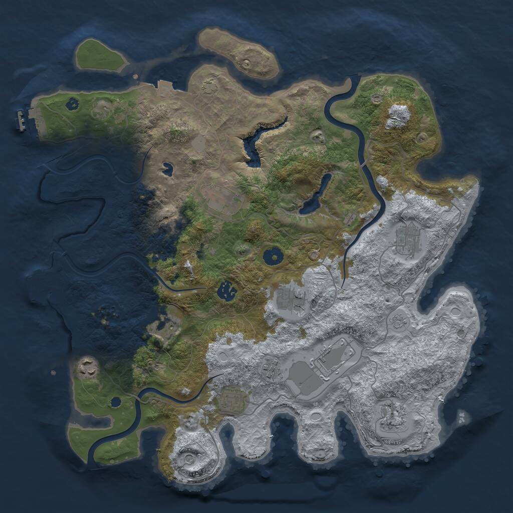Rust Map: Procedural Map, Size: 4000, Seed: 2057049249, 16 Monuments