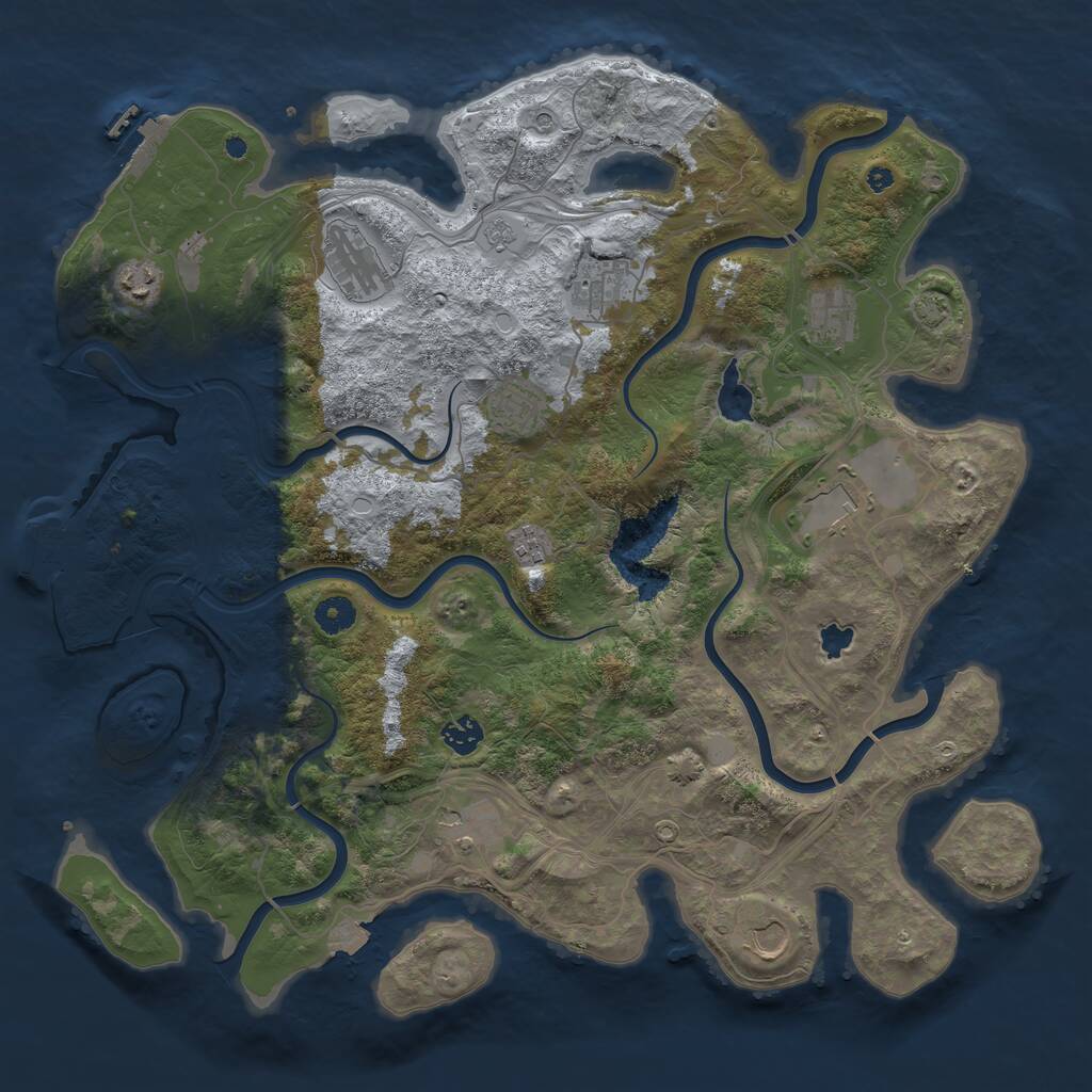 Rust Map: Procedural Map, Size: 4250, Seed: 774805395, 16 Monuments