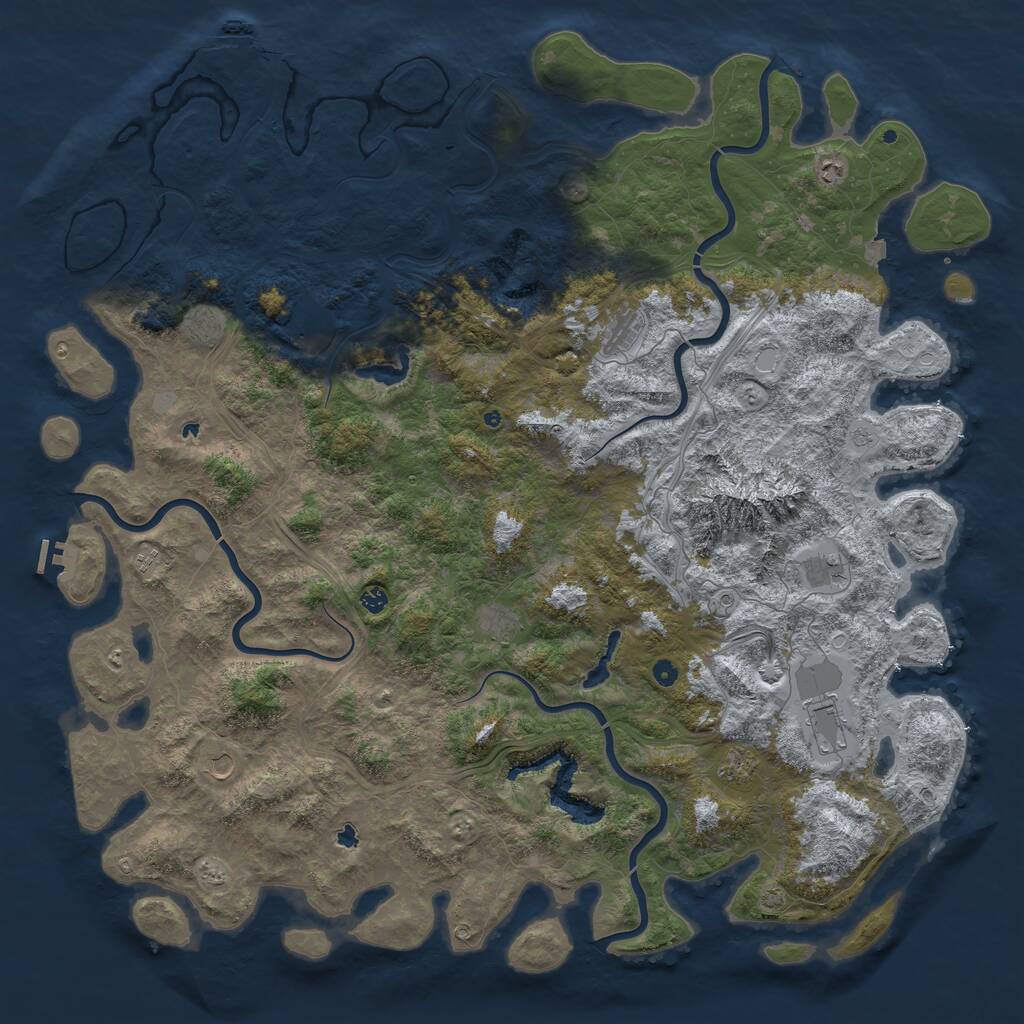 Rust Map: Procedural Map, Size: 6000, Seed: 464018587, 17 Monuments
