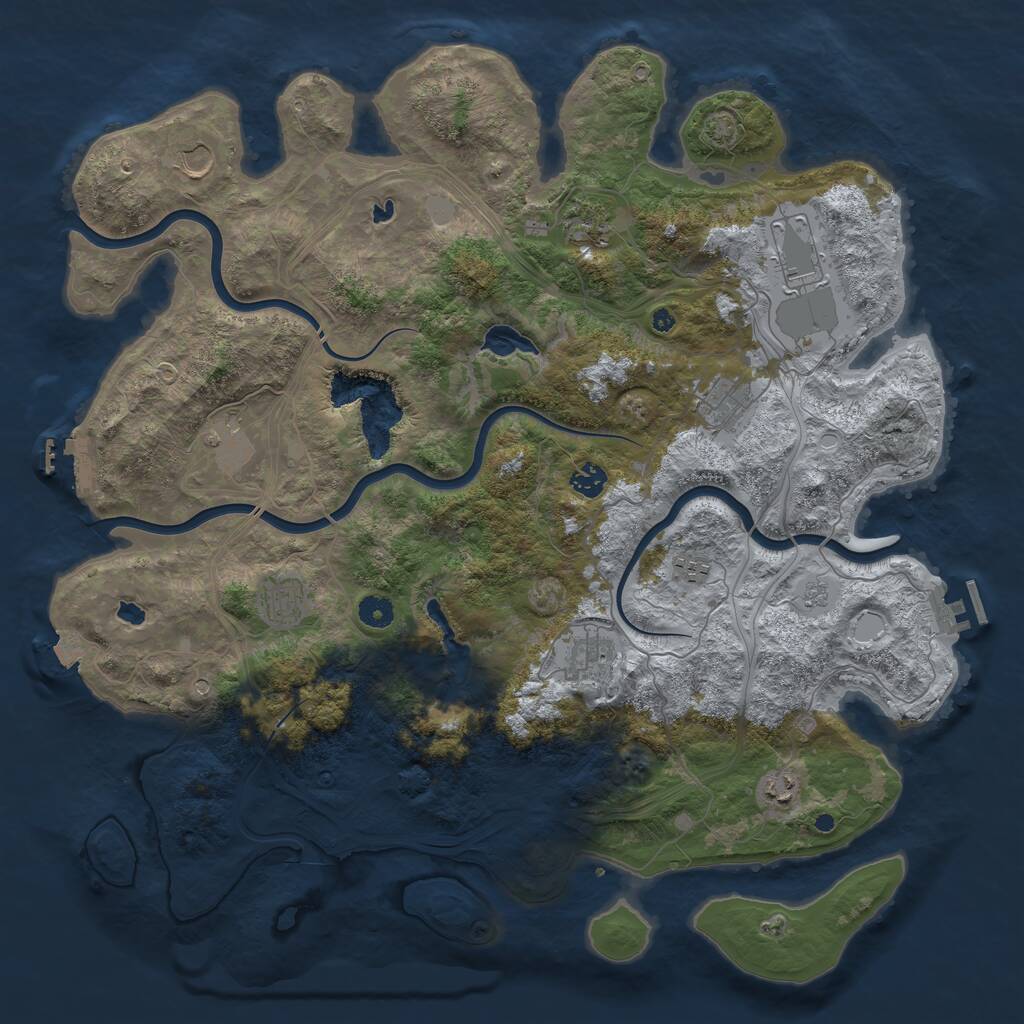 Rust Map: Procedural Map, Size: 4500, Seed: 1550355025, 16 Monuments