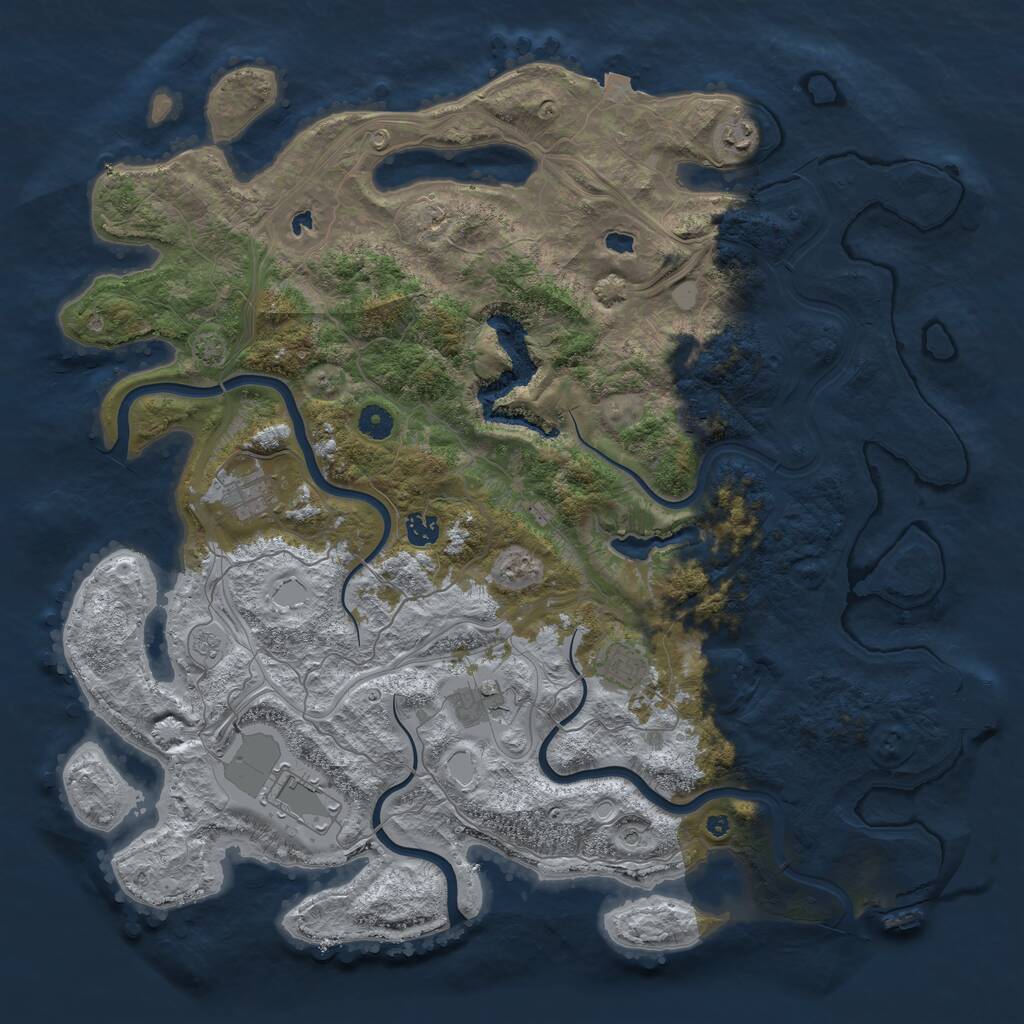 Rust Map: Procedural Map, Size: 4500, Seed: 1090725139, 13 Monuments