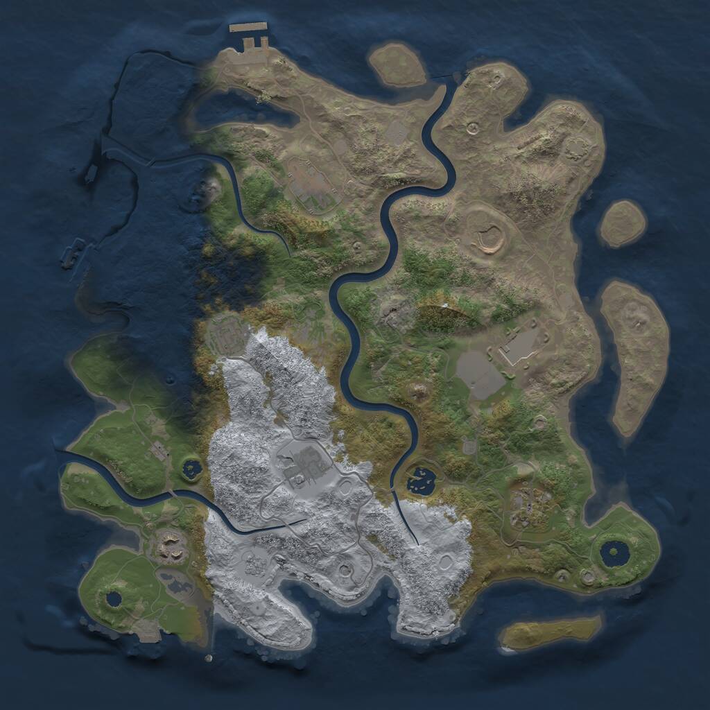 Rust Map: Procedural Map, Size: 3800, Seed: 297193312, 14 Monuments