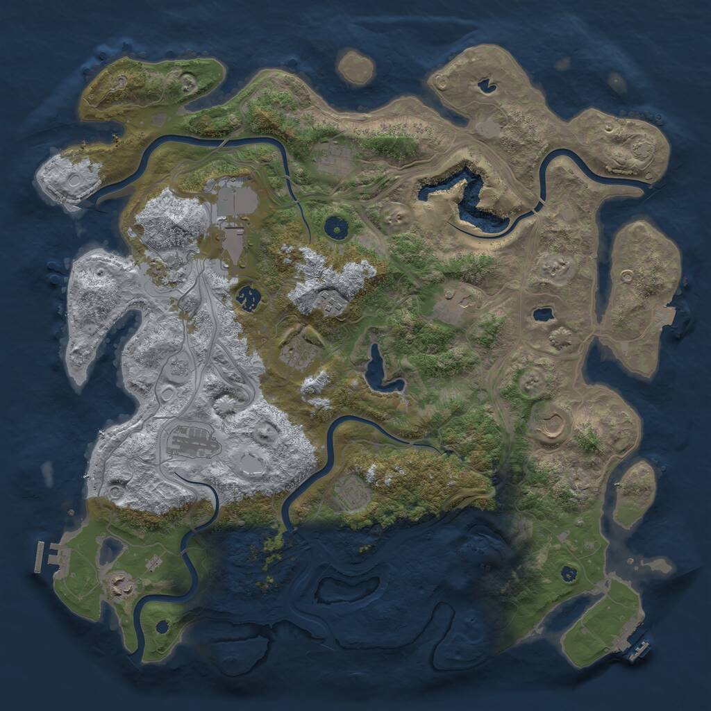 Rust Map: Procedural Map, Size: 4500, Seed: 842203472, 17 Monuments