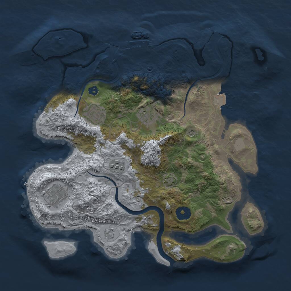 Rust Map: Procedural Map, Size: 3000, Seed: 1247090922, 9 Monuments